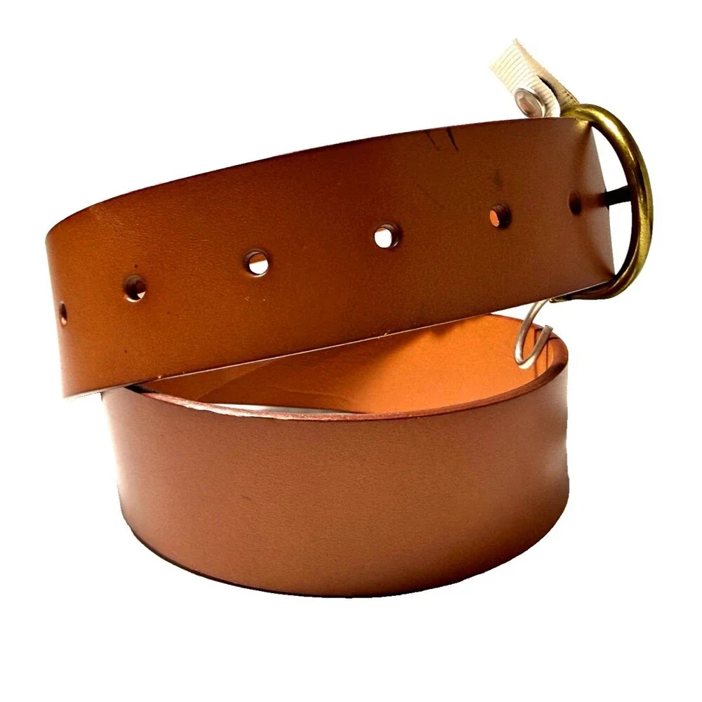 Vtg American Eagle Outfitters AEO Tan Beige Leather Belt Size 26 X-Small Brass